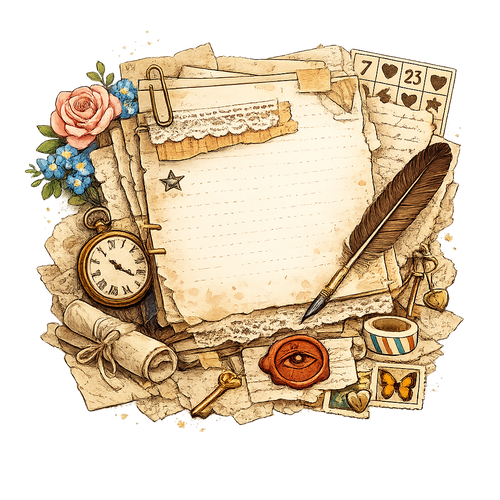 Retro Paper Texture & Layering Secrets Notes
